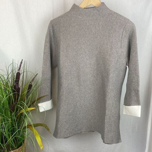 Nanette Lepore Gray & Ivory Soft Cozy Long Sleeve Sweater L - Picture 1 of 4